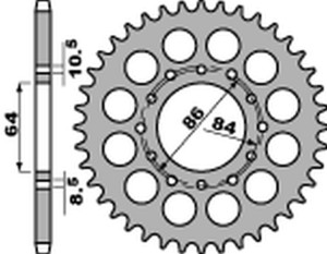 PBR WYPRZEDAZ ZĘBATKA TYLNA 814 40 C45 SUZUKI GT 380 '73-'78, GT 550 '74-'77, GS 400 '77-'80 (JTR814.40) (ŁAŃC. 530) NA ZAMÓWIENIE (MADE IN ITALY)