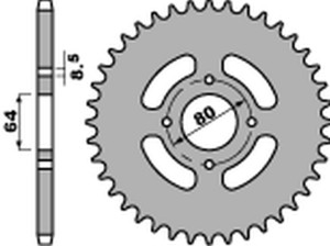 PBR ZĘBATKA TYLNA 838 46 F YAMAHA YBR 125 '05-'14, RD 125 '75-'81, DT 100 '76-'80 , JUNAK 125 (JTR838.46) (ŁAŃC.428) (MADE IN ITALY)