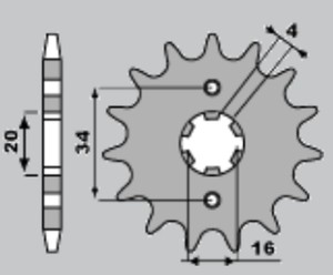 PBR ZĘBATKA PRZEDNIA 263 13 18NC YAMAHA TTR 125 09-12 (ŁAŃC. 428) (MADE IN ITALY)