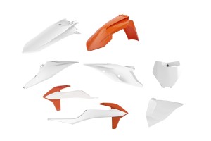 POLISPORT WYPRZEDAŻ KOMPLET PLASTIKÓW KTM SX/SX-F '19-'22 W ZESTAWIE TABLICA PRZEDNIA (8574200001) KOLOR BIAŁY POMARAŃCZOWY OEM