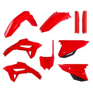 POLISPORT KOMPLET PLASTIKÓW (FULL KIT) HONDA CRF 250R '22-'24; CRF 450R '21-'24 W ZESTAWIE TABLICA PRZEDNIA (8670700001) I OSŁONY AMORTYZARORÓW (8351900003) KOLOR CZERWONY OEM