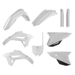 POLISPORT KOMPLET PLASTIKÓW (FULL KIT) HONDA CRF 250R '22-'24; CRF 450R '21-'24 W ZESTAWIE TABLICA PRZEDNIA (8670700002) I OSŁONY AMORTYZARORÓW (8351900001) KOLOR BIAŁY