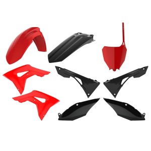 POLISPORT WYPRZEDAŻ KOMPLET PLASTIKÓW HONDA CRF 250R '18-'21; CRF 450R '17-'20 KOLOR CZERWONO CZARNY