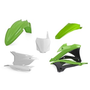 POLISPORT KOMPLET PLASTIKÓW KAWASAKI KX 85 '14-'21; KX 100 '14-'21; KX 112 '14-'21 W ZESTAWIE TABLICA PRZEDNIA (8662900002) KOLOR ZIELONO BIAŁY OEM