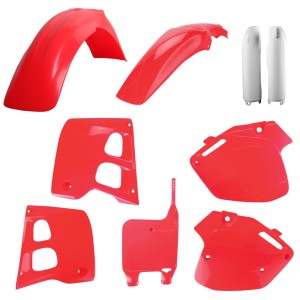POLISPORT KOMPLET PLASTIKÓW (FULL KIT) HONDA CR 125 '91-'92; CR 250 '90-'91 W ZESTAWIE TABLICA PRZEDNIA (8680700002) I OSŁONY AMORTYZARORÓW (8394000001) KOLOR CZERWONY