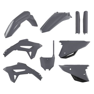 POLISPORT KOMPLET PLASTIKÓW (FULL KIT) HONDA CRF 250R '22-'24; CRF 450R '21-'24 W ZESTAWIE TABLICA PRZEDNIA (8670700004) I OSŁONY AMORTYZARORÓW (8351900005) KOLOR SZARY (NARDO GRAY)