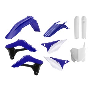 POLISPORT KOMPLET PLASTIKÓW (FULL KIT) SHERCO SC/SC-F '17-'23 W ZESTAWIE TABLICA PRZEDNIA (8656700001) I OSŁONY AMORTYZATORÓW (8398600002) KOLOR NIEBIESKI BIAŁY CZARNY OEM