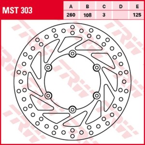 TRW ZF TARCZA HAMULCOWA PRZÓD GAS GAS EC 125 '99-, EC 200/250 '99-'18, XC 250 '17-, EC 300 '99-'16, EC 450 '02-, EC 515 '08-'10, MC 125/250 '94-'09 (260X108X3MM)
