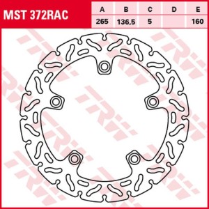 TRW ZF TARCZA HAMULCOWA TYŁ BMW F 650/800GS/ADV '08-' F 700GS '13-, F 800R '09-, F 750/850GS '18-, S 1000XR '15-'19, K 1200R/S '05-'09, R 1200GS/ADV/R/RT/HP2 '04-'13, R-NINE T '13-, R 1200S/ST '05-'08, K 1300R/S '09-'15 (265X136X5MM) WAVE