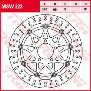 TRW ZF TARCZA HAMULCOWA PRZÓD SUZUKI GSX-R 600 '97-'03, GSX-R 750 '96-'03, GSX-R 1000 '01-'02, TL 1000R '98-'99, TL 1000S '97-'01, GSX 1300R HAYABUSA '99-'07, GSX 1400 '01-'07 (320X69X5MM)