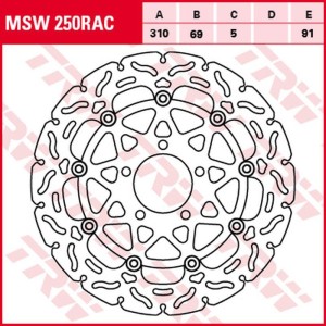 TRW ZF TARCZA HAMULCOWA PRZÓD KAWASAKI KLV 1000 '04-'06, SUZUKI DL 650 V-STROM '04-'07, DL 1000 V-STROM '02-'09, SV 1000 '03-'08 (310X69X5MM) WAVE