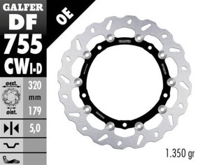 GALFER TARCZA HAMULCOWA PRZÓD BMW S 1000R/RR/XR '09-'22 (LEWA) (WAVE FLOATING) (320X179X5MM)