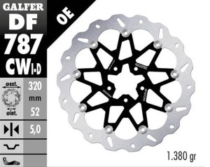 GALFER TARCZA HAMULCOWA PRZÓD KTM 690 DUKE '12-'16; 890 DUKE '20-'23; HUSQVARNA 701 SVARTPILEM '18-'19; VITPILEN '18-'19 (PRAWA) (WAVE FLOATING) (320X52X5MM)