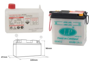 LANDPORT AKUMULATOR 6N4B-2A3 (MD 6N4B-2A-3) 6V 4AH 100X47X96 OBSŁUGOWY - ELEKTROLIT OSOBNO (8) UE2019/1148