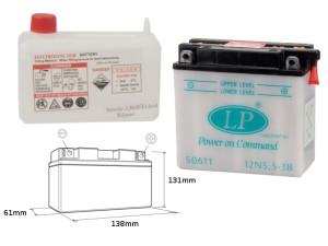 LANDPORT AKUMULATOR 12N5,5-3B (MD 12N5,5-3B) 12V 5,5AH 138X61X131 OBSŁUGOWY - ELEKTROLIT OSOBNO (6) UE2019/1148
