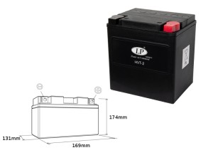 LANDPORT AKUMULATOR HVT-2 (MH HVT-2) 12V 30AH 169X131X174 HEAVY V-TWIN BEZOBSŁUGOWY - ZALANY (ZWIĘKSZONY PRĄD ROZRUCHOWY 400A) (PRAWY +) (2)