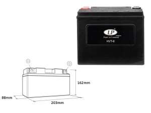 LANDPORT AKUMULATOR HVT-6 (MH HVT-6) 12V 23AH 203X88X162 HEAVY V-TWIN BEZOBSŁUGOWY - ZALANY (ZWIĘKSZONY PRĄD ROZRUCHOWY 350A) (PRAWY +) (2)