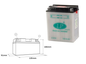 LANDPORT AKUMULATOR YB14-B2 (MB YB14-B2) 12V 14AH 135X91X167 OBSŁUGOWY - BEZ ELEKTROLITU (5) - WYCOFANY Z OFERTY