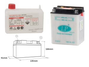 LANDPORT AKUMULATOR YB14L-B2 (MD LB14L-B2) 12V 14AH 135X91X167 OBSŁUGOWY - ELEKTROLIT OSOBNO (3) UE2019/1148