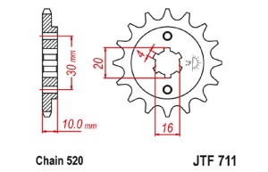 JT ZĘBATKA PRZEDNIA 720 13 CAGIVA 125 W8/FRECCIA/PLANET/MITO/RAPROR '85-10' (72013JT) (ŁAŃC.520)