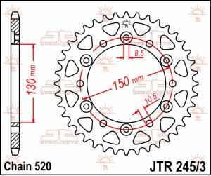 JT ZĘBATKA TYLNA 4309 43 HONDA XL600/XL500/NX650/XR600/FX650 (430943JT)* (ŁAŃC. 520)
