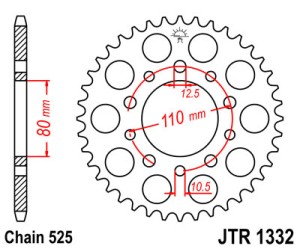 JT ZĘBATKA TYLNA 4350 40 HONDA CB 500 '94-'03, CB 750F '93-'03 (435040JTZBK) (ŁAŃC. 525) KOLOR CZARNY