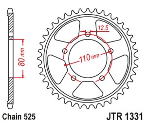 JT ZĘBATKA TYLNA 4750 42 HONDA CRF 1000 / 1100 L AFRICA TWIN / ADVENTURE SPORT '16-'23 (475042JTZBK) (ŁAŃC. 525) KOLOR CZARNY
