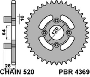 PBR PROMOCJA ZĘBATKA TYLNA 4369 41 C45 HONDA AX1 250 (00-05) (ŁAŃC. 520) (MADE IN ITALY)