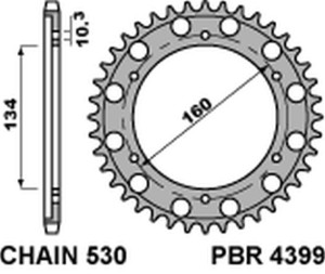 PBR PROMOCJA ZĘBATKA TYLNA 4399 44 C45 CBR 900 RR`00-03, CBR 1000RR`06-15 (JTR1306.44) (ŁAŃC. 530) (+2) (MADE IN ITALY)
