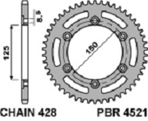 PBR WYPRZEDAZ ZĘBATKA TYLNA 4521 45 F HONDA CG 125 ES (04-06) (ŁAŃC. 428) (MADE IN ITALY)