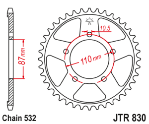 JT ZĘBATKA TYLNA ALUMINIOWA 7075-T6 (ERGAL) 4675 42 KTM 200 DUKE/RC '15-'20 KOLOR POMARAŃCZOWY - ZAMÓWIĆ