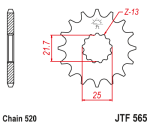 JT ZĘBATKA PRZEDNIA Z GUMĄ 565 14 YAMAHA YZF/WRF 400/426/450, CF MOTO 400 '19-, 650 GT/NK '21-'23 (56514JTS) (ŁAŃC. 520) YFZ 450 '04-'13 - ZAMÓWIĆ