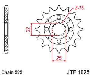 JT ZĘBATKA PRZEDNIA 2354 15 ROYAL ENFIELD HIMALAYAN 411 '16-'22, SCRAM 411 '22-'23, CINTINENTAL / INTERCEPTOR 650 '19-'22 (235415JT) (ŁAŃC.525)