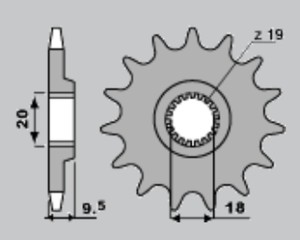 PBR WYPRZEDAZ ZĘBATKA PRZEDNIA 333 13 18NC HONDA CR 125 (86) (ŁAŃC. 520) (MADE IN ITALY)