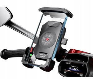 BIKETEC UCHWYT MOTOCYKLOWY Z ŁADOWARKĄ INDUKCYJNĄ NA TELEFON MONTOWANY NA KIEROWNICĘ LUB LUSTERKO TYP: R15W-PD WIRELESS (EL)
