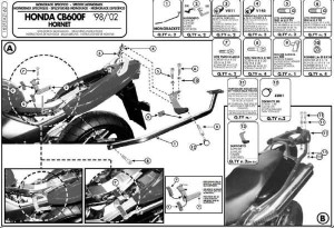 KAPPA STELAŻ KUFRA CENTRALNEGO HONDA CB 600 HORNET (98-02) ( BEZ PŁYTY )