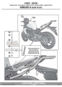 KAPPA STELAŻ KUFRA CENTRALNEGO KAWASAKI ER-6N / ER-6F 650 (12-16) ( BEZ PŁYTY )