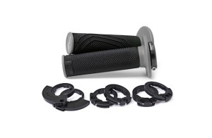 DOMINO MANETKI (GRIPY) OFF ROAD D-LOCK 2T / 4T (Z ADAPTERAMI ROLGAZU - KTM, HUSQVARNA, GASGAS, HONDA, KAWASAKI, SUZUKI, YAMAHA I INNE) KOLOR CZARNY/SZARY