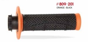 PROGRIP MANETKI PG809 OFF ROAD Z BLOKADĄ SCS LOCK-ON + 7 ADAPTERÓW ROLGAZU (22+25MM) KOLOR POMARAŃCZOWY CZARNY DWUSKŁADNIKOWE HALF WAFFLE DŁ. 115MM (809-201)