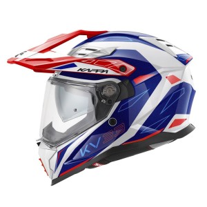 KAPPA KASK KV33 GRAPHIC WIZZARD ENDURO DUAL OFF ROAD Z SZYBĄ I BLENDĄ KOLOR BIAŁY CZERWONY NIEBIESKI ROZMIAR 63 / XXL (HOMOLOGACJA ECE 22R06)