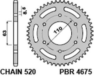 PBR ZĘBATKA TYLNA 4675 45 KTM 125 DUKE '14-18, 390 DUKE/RC '13-18 (JTR890.45) (ŁAŃC. 520) (MADE IN ITALY)