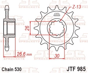 JT ZĘBATKA PRZEDNIA 985 19 HARLEY DAVIDSON RA 1250 PAN AMERICA / S / ST '21-'25 (JTF985.19) (ŁAŃC. 530)