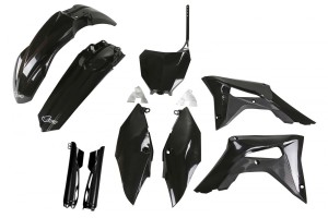 UFO KOMPLET PLASTIKÓW (FULL KIT) Z OSŁONAMI TELESKOPÓW (AMORTYZATORÓW) HONDA CRF 250R '18-'21, CRF 450R '17-'20 KOLOR CZARNY(HO119E001)