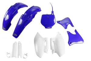 UFO KOMPLET PLASTIKÓW (FULL KIT) Z OSŁONAMI TELESKOPÓW (AMORTYZATORÓW) YAMAHA YZF 400 '98-'99 KOLOR OEM '99 (NIEBIESKI/BIAŁY) (YA290E999)