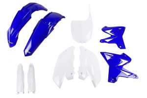 UFO KOMPLET PLASTIKÓW (FULL KIT) Z OSŁONAMI TELESKOPÓW (AMORTYZATORÓW) YAMAHA YZ 125 / 250 '02-'14 RESTYLING KOLOR OEM (NIEBIESKI/BIAŁY) (YA312E999)