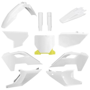 POLISPORT KOMPLET PLASTIKÓW (FULL KIT) HUSQVARNA TC/FC '23-'24 W ZESTAWIE TABLICA PRZEDNIA (8671700001) I OSŁONY AMORTYZARORÓW (8352500001) KOLOR BIAŁY