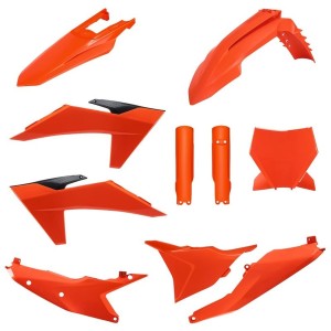 POLISPORT KOMPLET PLASTIKÓW (FULL KIT) KTM SX/SX-F/XC/XC-F '23-'24 W ZESTAWIE TABLICA PRZEDNIA (8352500005) I OSŁONY AMORTYZATORÓW (8672000002) KOLOR POMARAŃCZOWY