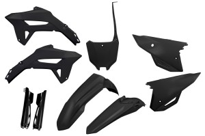 UFO KOMPLET PLASTIKÓW (FULL KIT) Z OSŁONAMI TELESKOPÓW (AMORTYZATORÓW) HONDA CRF 250R '22-'24, CRF 450R '21-'24 KOLOR CZARNY