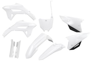UFO KOMPLET PLASTIKÓW (FULL KIT) Z OSŁONAMI TELESKOPÓW (AMORTYZATORÓW) HONDA CRF 250R '22-'24, CRF 450R '21-'24 KOLOR BIAŁY