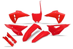 UFO KOMPLET PLASTIKÓW (FULL KIT) Z OSŁONAMI TELESKOPÓW (AMORTYZATORÓW) HONDA CRF 250R / 450R '25-'26 KOLOR CZERWONY